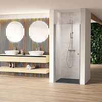Стеклянная перегородка в душевую нишу с распашной дверью